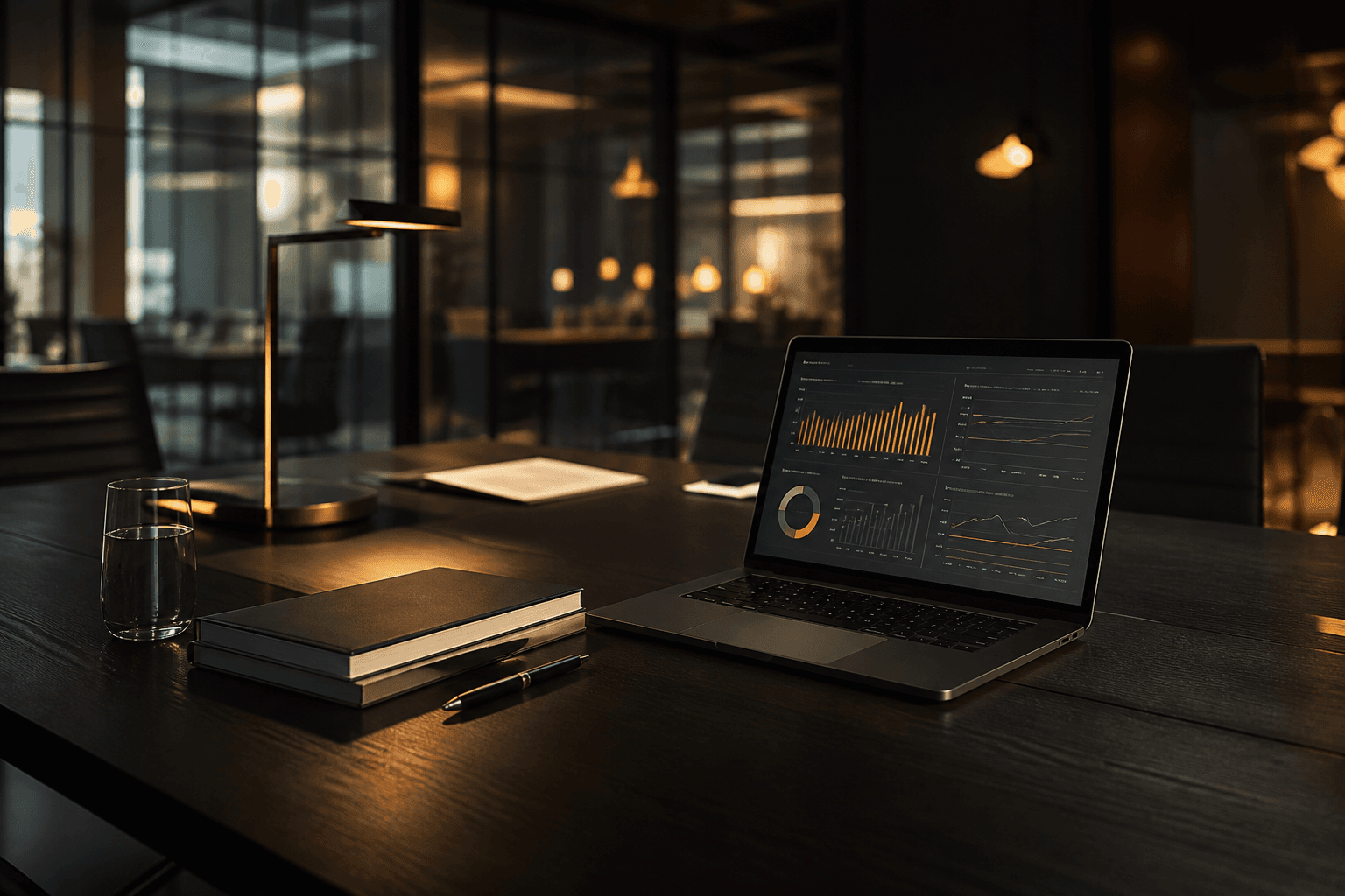 Professional services meeting room with client delivery dashboard